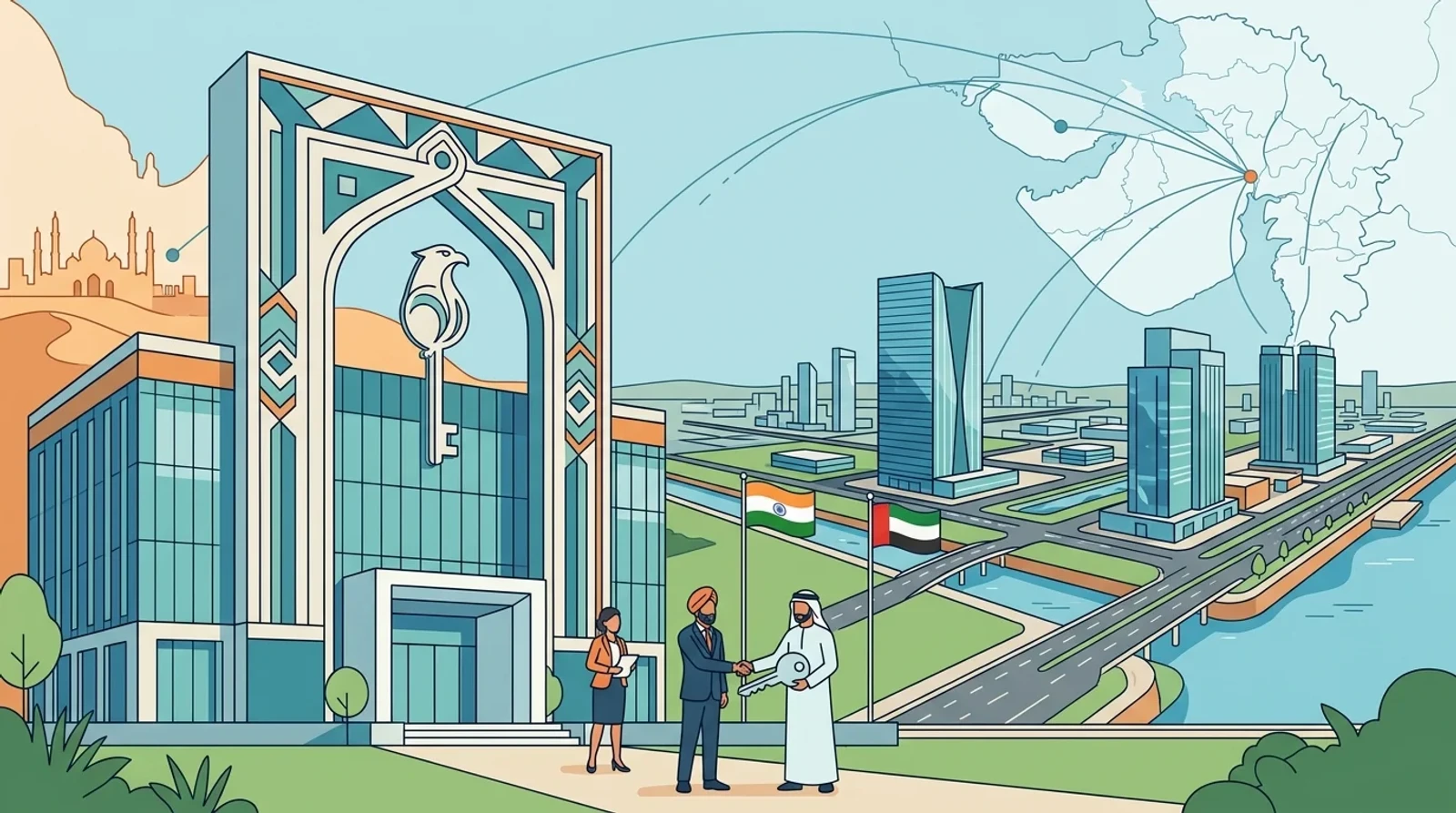 The ADNIC logo displayed alongside the GIFT City infrastructure symbolizing the new partnership.