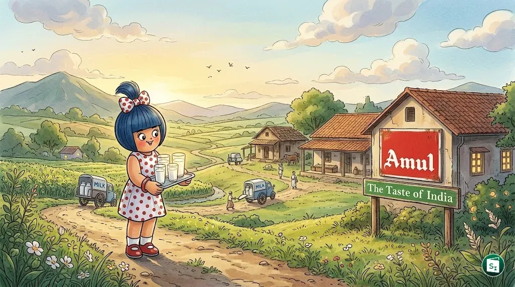 Amul brand logo and dairy products showcase