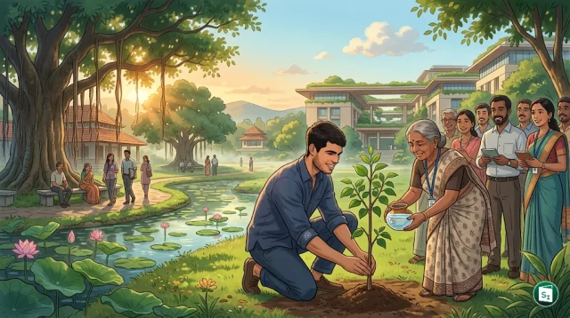 Carlos Alcaraz, dressed in professional attire, shaking hands with an Infosys representative at a tech-themed tennis court.