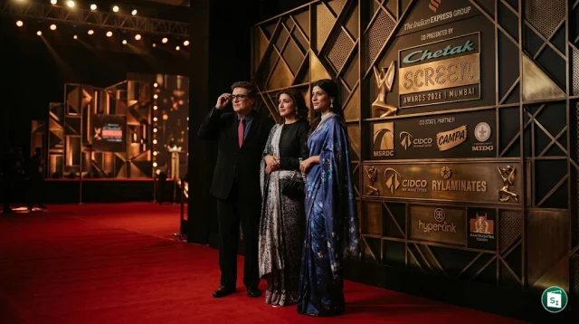 A golden trophy of the Chetak Screen Awards 2026 symbolizing excellence in Indian cinema and OTT content.