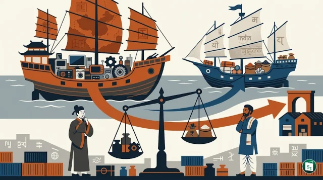 Infographic representing India-China bilateral trade growth