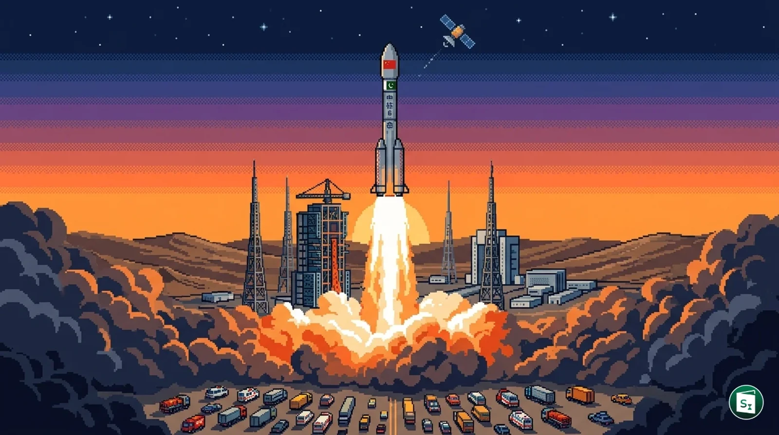 A Long March-6 rocket launching from Taiyuan Satellite Launch Center