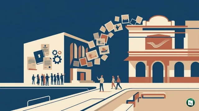 A high-quality image representing the partnership between India Post and PM Sangrahalaya for philatelic outreach.