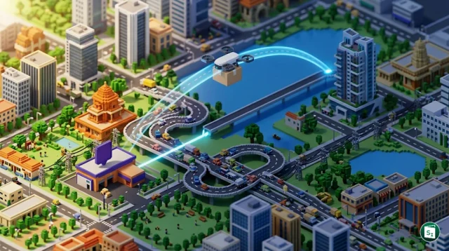 A hybrid cargo drone during delivery trials in Bengaluru