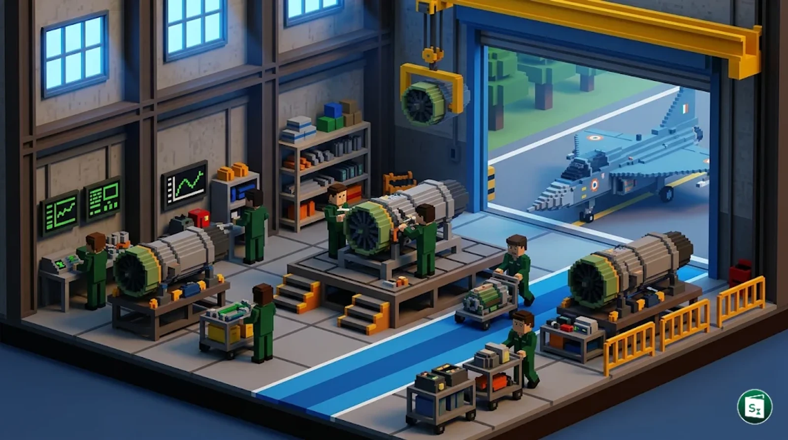 A visual representation of an aircraft engine MRO facility