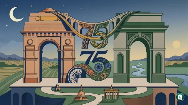 Commemorative logo for the 75th anniversary of India-Germany diplomatic relations