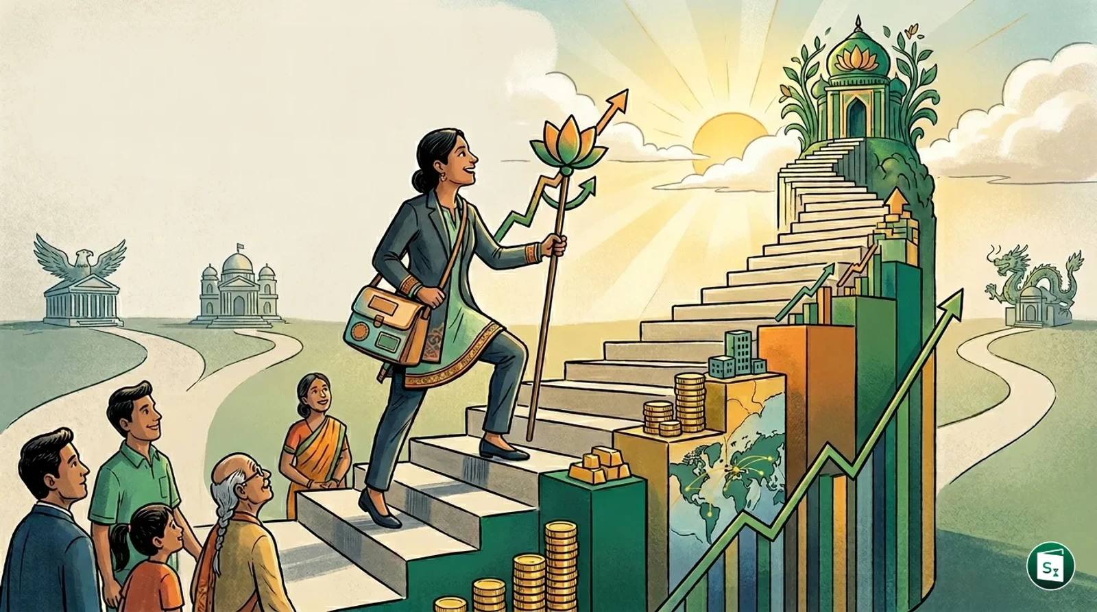 Digital representation of wealth growth and global rankings