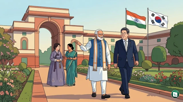 PM Narendra Modi and South Korean President Lee Jae Myung at Hyderabad House