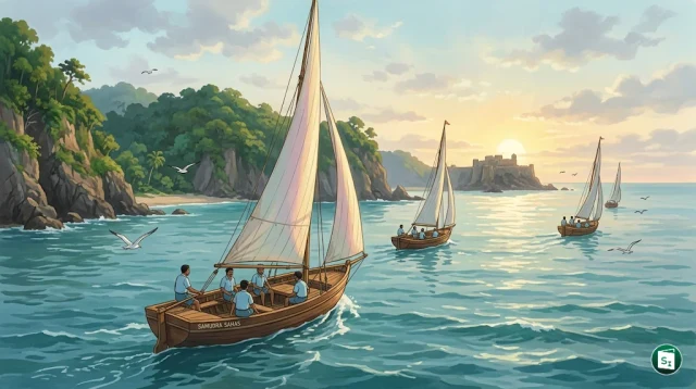 Indian Army personnel sailing on a Seabird class boat during the Samudra Sahas expedition