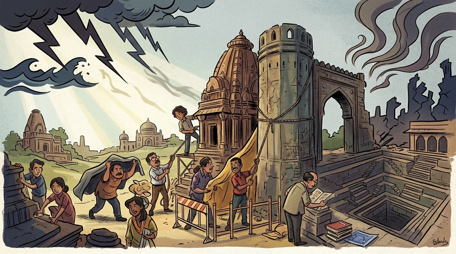 A majestic ancient monument reflecting the theme of heritage preservation and global history.