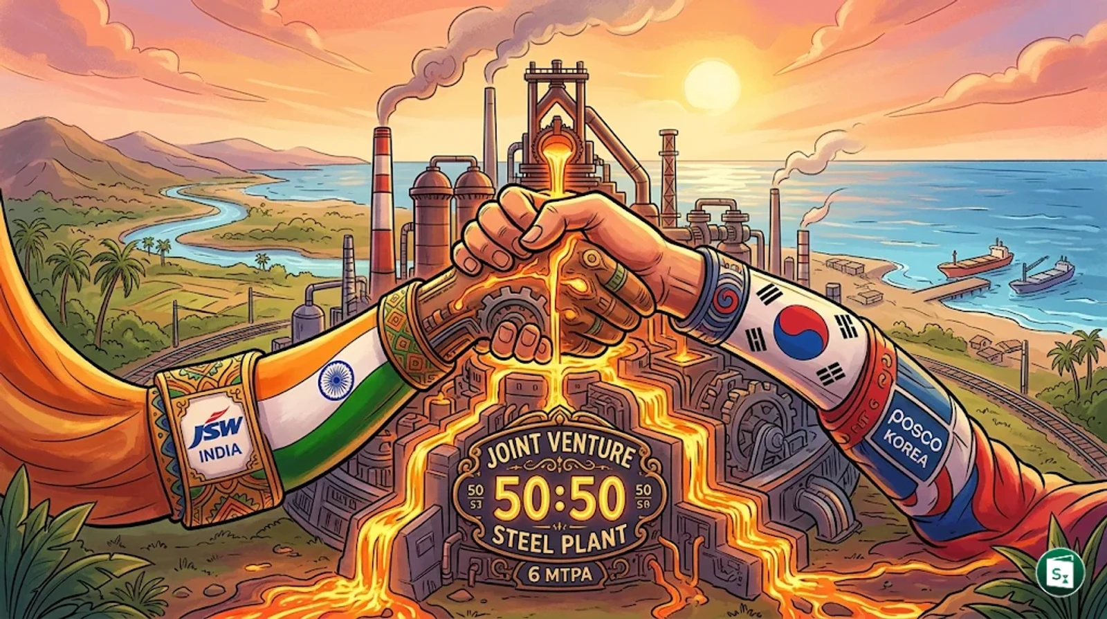 An illustrative image of a modern integrated steel plant in India
