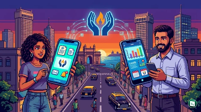 LIC logo with digital icons representing the new mobile applications