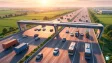 A high-speed highway gantry with electronic tolling sensors and cameras