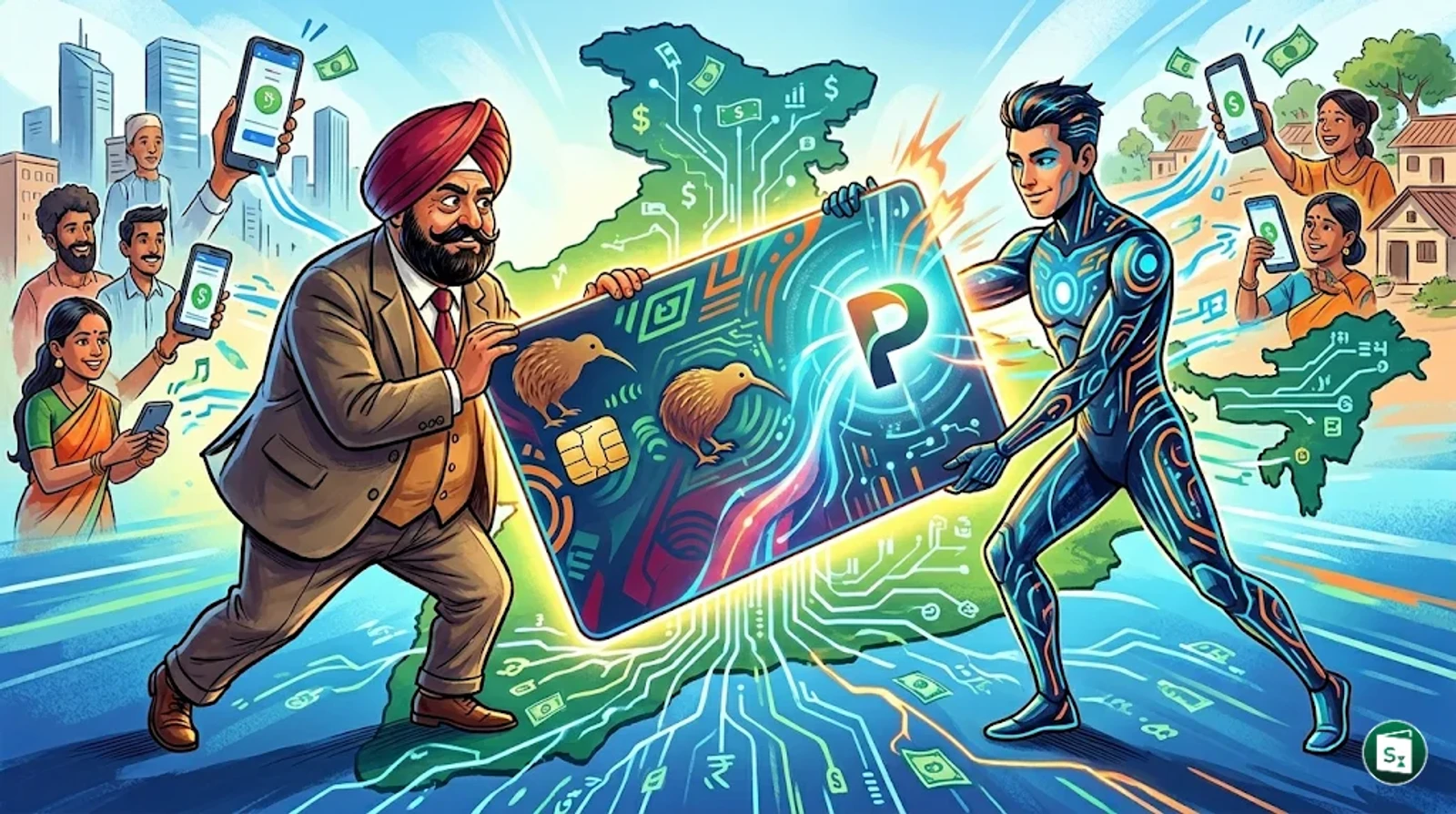 PNB and Kiwi co-branded RuPay credit card launch illustration