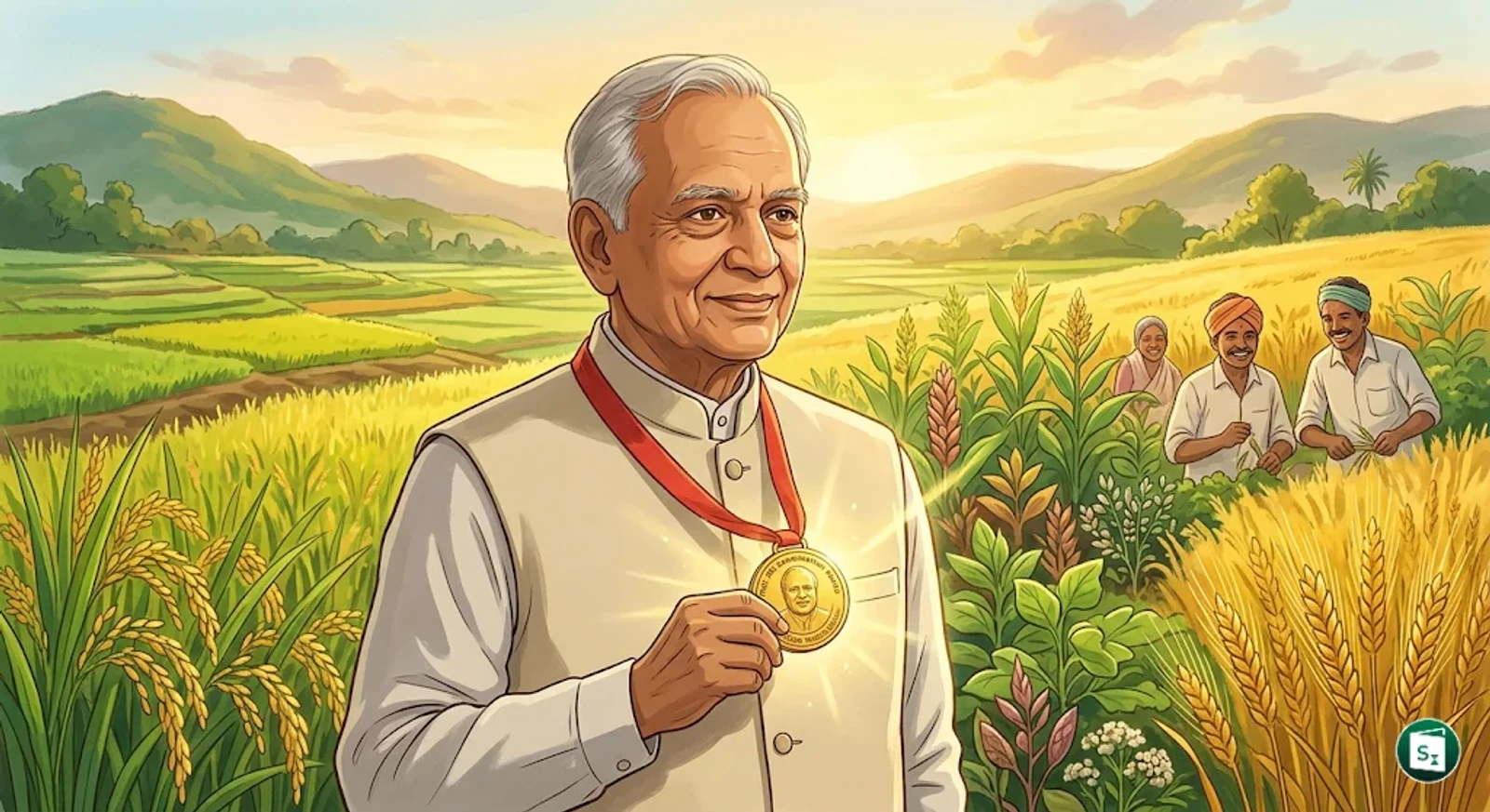 Dr. Ch. Srinivasa Rao receiving the 9th Prof. MS Swaminathan Award from former Vice-President M. Venkaiah Naidu.