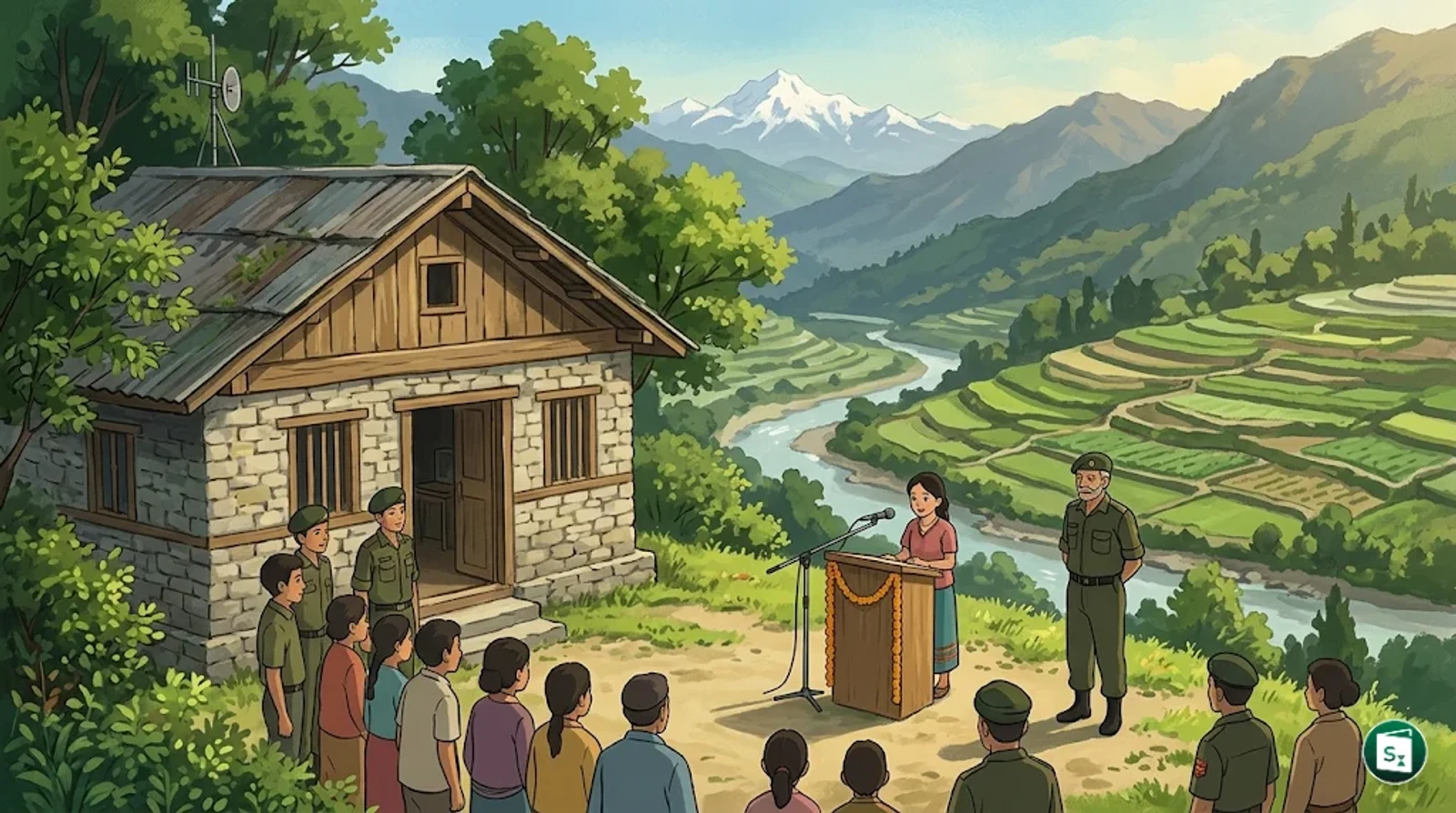 Trishakti Corps personnel and local residents at the inauguration of Radio Sikkim Sundari in East Sikkim