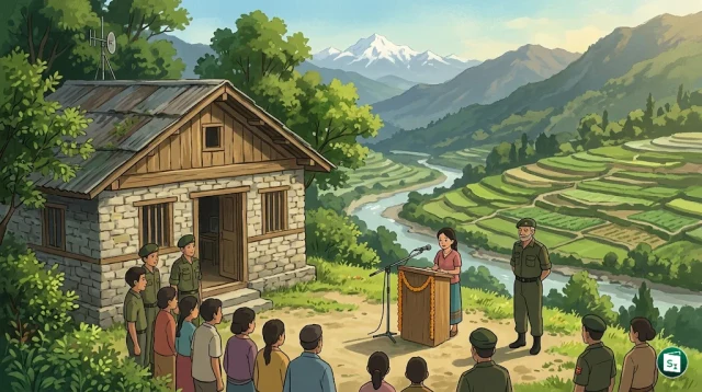 Trishakti Corps personnel and local residents at the inauguration of Radio Sikkim Sundari in East Sikkim