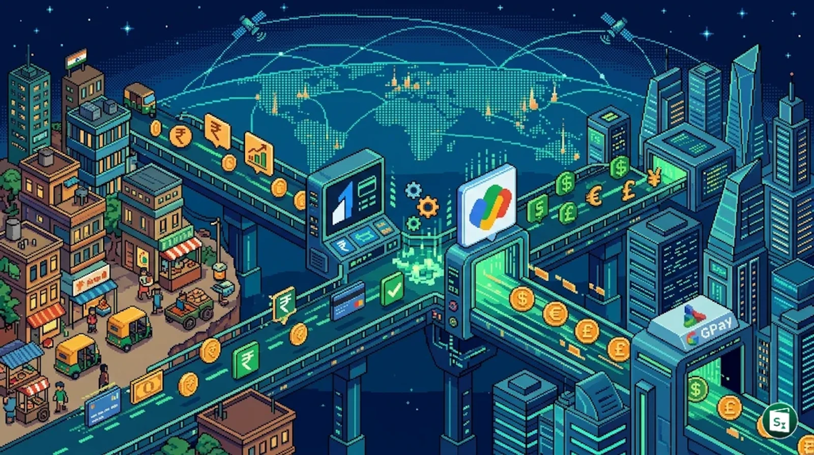 Digital payments and global trade illustration