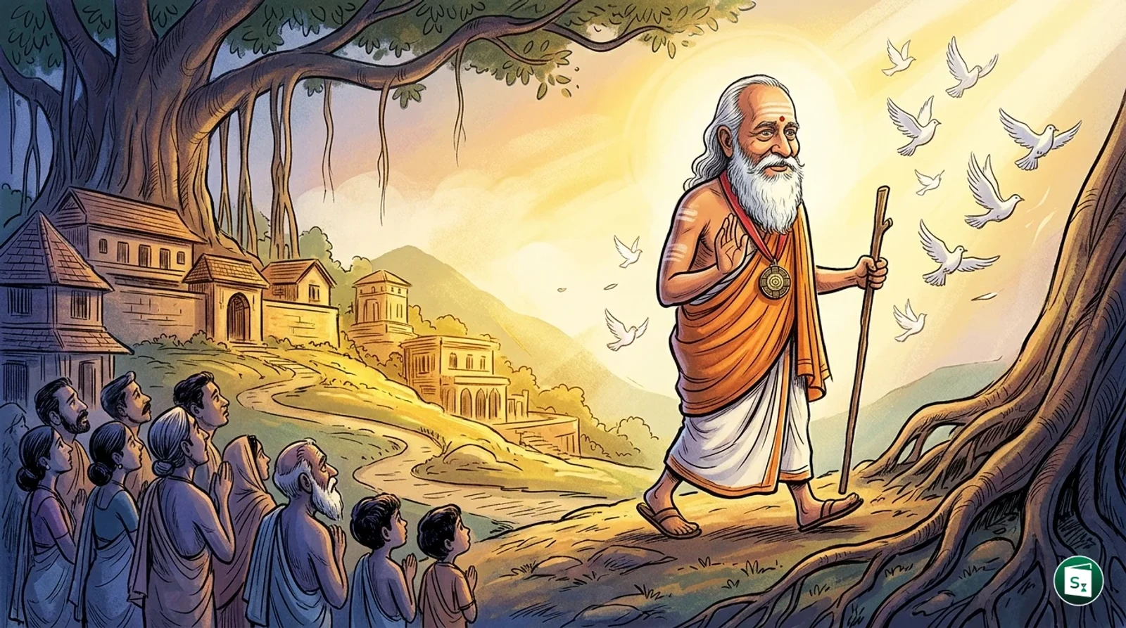 A portrait representing the spiritual legacy of Swami Muni Narayana Prasad