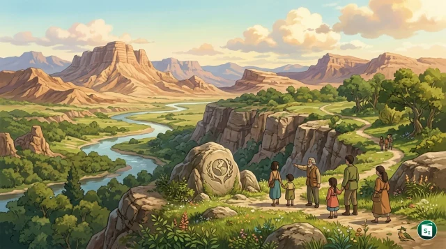 A scenic view of a geological landscape representing a UNESCO Global Geopark.