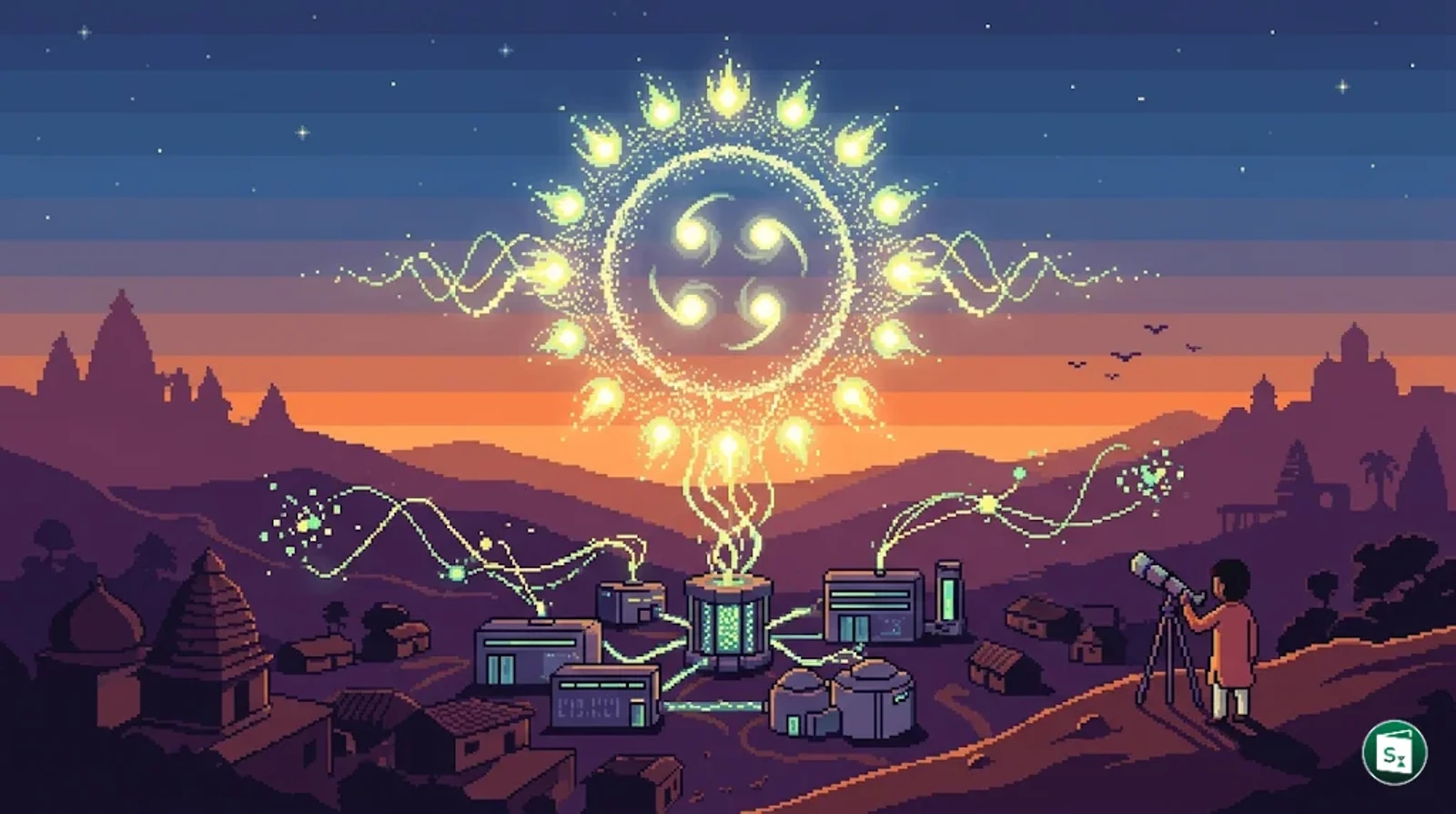 A futuristic representation of India's quantum technology network and processor